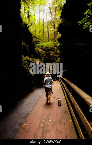 Promenades pour chiens en plein air dans les plus beaux Wisconsin Dells Banque D'Images