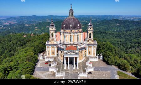 Drone photo Superga basilique Turin Italie europe Banque D'Images