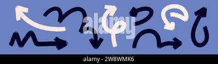 Icône flèche d'accentuation Doodle. Conception originale de la ligne zigzag de torsion, bobine de ressort, onde de courbe. Illustration vectorielle Illustration de Vecteur