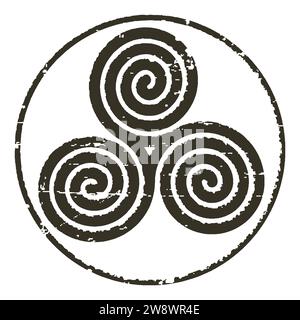 Triskelion, un ancien symbole religieux européen (slave, celtique) dans un cercle Illustration de Vecteur