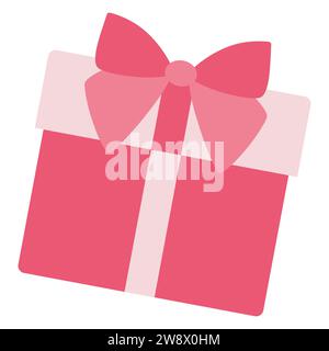 Illustration vectorielle de boîte cadeau rose avec ruban Bow. Cadeau de célébration pour la fête des mères d'anniversaire, Saint-Valentin ou Journée des femmes et autres vacances. Plat ou C Illustration de Vecteur