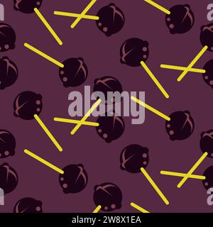 Lollipops Candy Seamless motif répété dans des couleurs violettes. Fond d'impression de tissu de bonbons de sucre doux Illustration de Vecteur