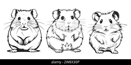 Hamster Vector Illustration isolé sur fond blanc. Personnage de dessin animé de mascotte de hamster. Concept d'icône d'animal style de dessin animé adapté à la page de destination Web, bannière, Flyer, autocollant, carte Illustration de Vecteur