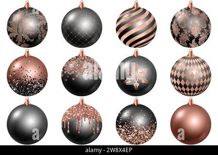 Infusez vos dessins avec charme festif en utilisant Color Christmas Ornament Clipart. Graphismes dynamiques et polyvalents pour ajouter de la joie de Noël à votre projet créatif Banque D'Images