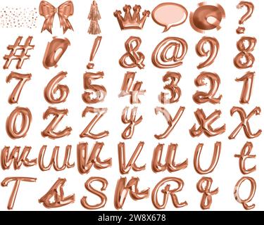 Rose Gold Foil Balloon script Alphabet, élégance dans chaque courbe Banque D'Images