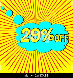 ÉTIQUETTE DE RÉDUCTION, OFFRE DE BANNIÈRE, PROMOTION, VENTE, OFFRE 29% Illustration de Vecteur
