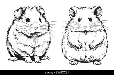 Hamster Vector Illustration isolé sur fond blanc. Personnage de dessin animé de mascotte de hamster. Concept d'icône d'animal style de dessin animé adapté à la page de destination Web, bannière, Flyer, autocollant, carte Illustration de Vecteur