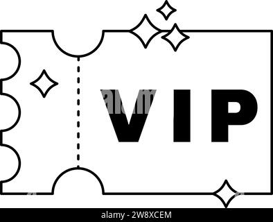 Icône des avantages exclusifs noir et blanc - billet VIP Illustration de Vecteur