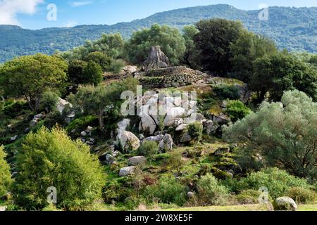 Le site mégalithique de Filitosai, Corse du Sud, France Banque D'Images