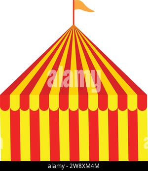 Tente de carnaval de cirque avec drapeau | toit dôme de tente couleur de cirque | tente avec drapeau | tente d'événement Rouge et blanc Illustration de Vecteur