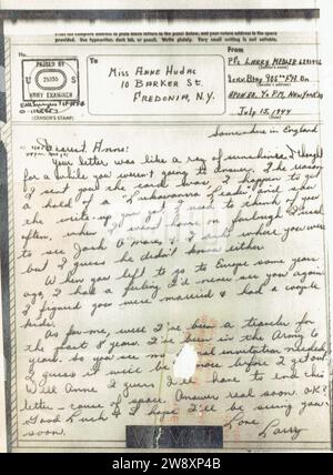 lettre, Vmail, d'un gi's du 905th Field Artillery Battalion à sa famille, juillet 1945 Banque D'Images