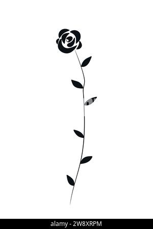 Fleur rose dessinée à la main. Silhouette rose. Illustration vectorielle Illustration de Vecteur