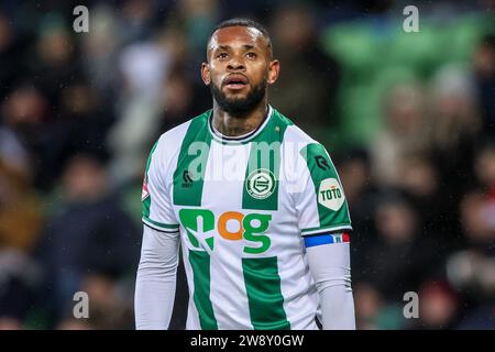 Groningen, pays-Bas. 22 décembre 2023. GRONINGEN, PAYS-BAS - DÉCEMBRE 22 : Leandro Bacuna du FC Groningen semble abattu lors du match néerlandais Keuken Kampioen Divisie entre le FC Groningen et Jong Utrecht à Euroborg le 22 décembre 2023 à Groningen, pays-Bas (photo de Pieter van der Woude/ Orange Pics BV/Alamy Live News) Banque D'Images