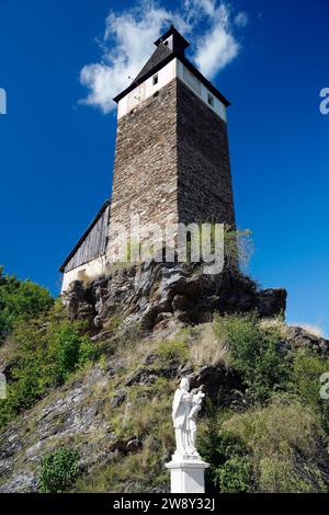 Tour de l'horloge, plus petite ville d'Autriche, Château de Hardeg, Hardeg im Thayatal, Basse-Autriche, Autriche, Hardegg, Basse-Autriche, Autriche Banque D'Images