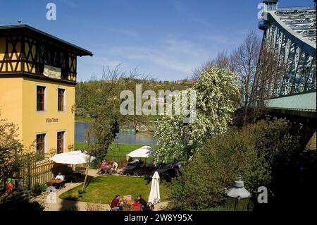 Villa Marie, un restaurant bien connu dans la villa du même nom à côté de la Blue Wonder. La maison et le jardin dégagent un style méditerranéen-italien Banque D'Images