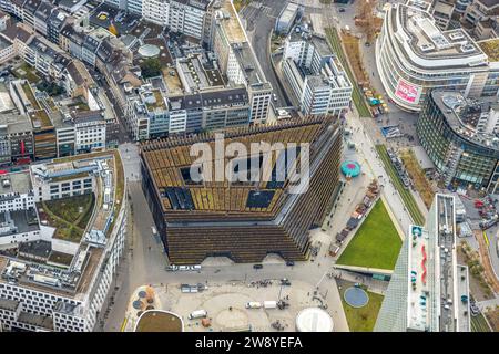 Vue aérienne, Kö Bogen II avec toit végétal coloré en automne, grand magasin et immeuble de bureaux Ingenhoven-Tal, centre-ville, Düsseldorf, Rhénanie, Nort Banque D'Images