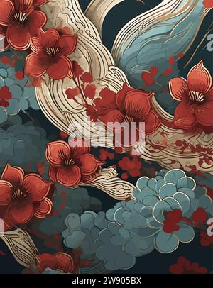 Fond abstrait pour art mural chinois Illustration de Vecteur