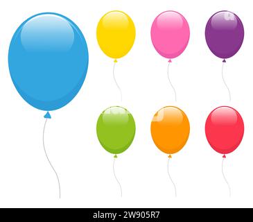 Illustration de diverses couleurs ballons de dessin animé ensemble Illustration de Vecteur