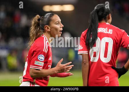 Francfort, Allemagne. 21 décembre 2023. Francfort, Allemagne, le 21 décembre 2023 : Lucia Alves ( 13 Lissabon ) lors du match de football de l'UEFA Womens Champions League entre l'Eintracht Frankfurt et Benfica Lissabon au Deutsche Bank Park à Francfort, en Allemagne. (Julia Kneissl/SPP) crédit : SPP Sport Press photo. /Alamy Live News Banque D'Images