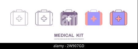 Cette icône de la boîte de premiers soins est de style ligne disponible au téléchargement en EPS. illustration vectorielle Illustration de Vecteur