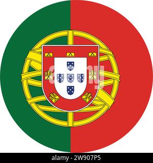 Icône du cercle rond du drapeau du Portugal Illustration de Vecteur