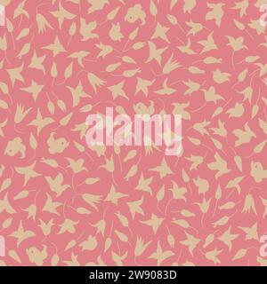 Motif rose sans couture avec des silhouettes florales beiges ou dorées. Motif de répétition dispersée simple. Illustration de Vecteur