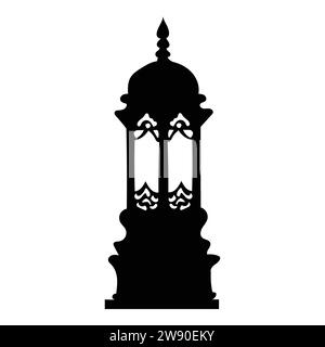 Lanternes noires ramadan. Lanterne ligne Fanous, lampes arabes silhouettes vintage égyptien marocain dubaï lampe orientale pour mosquée islamique ou lumière arabe Illustration de Vecteur