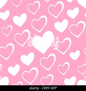 Forme de coeur d'amour blanc dans le fond de couleur rose de bébé. Modèle de conception de modèle sans couture Illustration de Vecteur