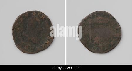 Inauguration de François-Hercule, Duc d'Anjou, comme Comte de Flandre à Gand, Anonyme, 1582 Médaille de cuivre en direct. Devant : l'homme de poitrine à l'intérieur du changement. Revers : armoiries couronnées à l'intérieur de la couverture Gand cuivre (métal) frappant (travail des métaux) Flandre Banque D'Images