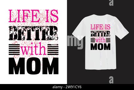 Lovely mammy ou fière maman et modèle d'impression de T-shirt de fête des mères heureuse, conception de typographie pour la fête des mères, la vie de maman, maman patron, jour de la femme. Illustration de Vecteur