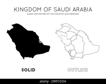 Carte Arabie Saoudite. Carte vectorielle vierge du pays avec les régions. Frontières de l'Arabie Saoudite pour votre infographie. Illustration vectorielle. Illustration de Vecteur