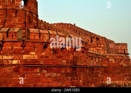 Vue partielle de Amar Singh Gate, Red fort, Agra, Uttar Pradesh, Inde Banque D'Images