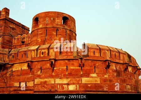 Vue partielle de Amar Singh Gate, Red fort, Agra, Uttar Pradesh, Inde Banque D'Images