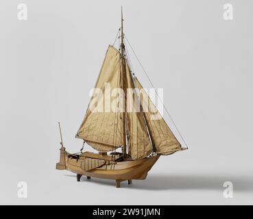 Maquette d'un Hengst, anonyme, maquette de 1819 navires. modèle entièrement gréé. Montrer le modèle testé dans le modèle de bloc hurried d'un fond plat de nuit à un seul mât, incomplet. Le modèle a un pont et une cabine, dont le toit peut être enlevé. La cabine est complètement tournée à l'intérieur et a un roef et une couverture en forme de pyramide sur le dessus ; derrière la cabine un cockpit et un très petit plecht arrière. L'arc est percuteur avec une pré-tige droite et fortement tombante. Poupe pointue, large gouvernail avec bâton de télé en bois. Le Zeeg augmente en avant, pas de barkhout, épées. Le modèle a une broche de torréfaction, plate-forme, un crochet de bateau, une pompe à main A. Banque D'Images