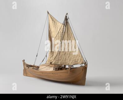Maquette d'un Marker Waterschip, anonyme, c. 1850 - c. 1870 maquette de navire. modèle entièrement gréé. Modèle de démonstration témoin modèle d'un navire d'eau Marker, sur la norme. C'est un trou de percussion glissant avec Steven haut, presque vertical, et poupe tombante droite. Gouvernail large avec bois de casque en bois. Il y a un pont avec une structure de pont, qui couvrait la cabine : la cabine est complètement tirée vers la cuisine, les cages et les placards. La structure a été construite sur et de la forme incurvée qui est si caractéristique des navires de ce type, et a une petite cheminée. Il y a une broche de rôtissage contre ce s. Banque D'Images