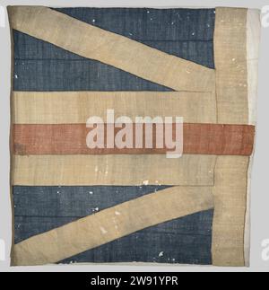 Fragment d'un drapeau de navire, anonyme, 1606 - 1700 drapeau de navire à gauche de la moitié du drapeau d'un navire, bleu avec un rouge dans une croix blanche sur une croix blanche d'Andries. Il s'agit d'un Univlag anglais de la période 1606-1700. Drapeau de laine d'Angleterre, couleurs (comme symbole de l'état, etc.) Angleterre Banque D'Images