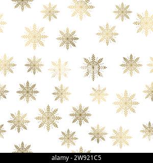 Flocons de neige dorés sur fond transparent Illustration de Vecteur
