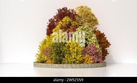 Rendu 3D de petit bosquet d'automne sur fond blanc Banque D'Images