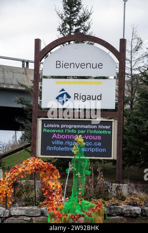 Bienvenue à la ville de Rigaud signe au Québec, Canada Banque D'Images