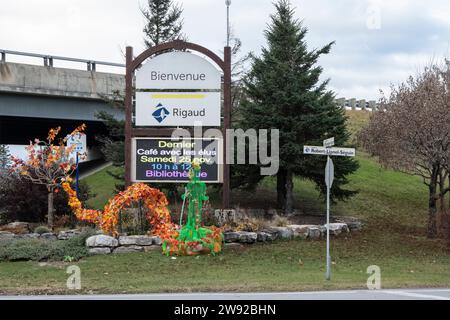 Bienvenue à la ville de Rigaud signe au Québec, Canada Banque D'Images