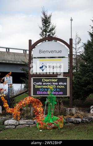 Bienvenue à la ville de Rigaud signe au Québec, Canada Banque D'Images