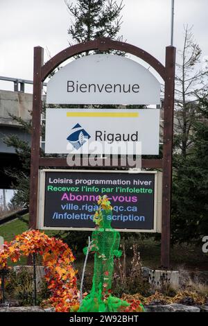 Bienvenue à la ville de Rigaud signe au Québec, Canada Banque D'Images