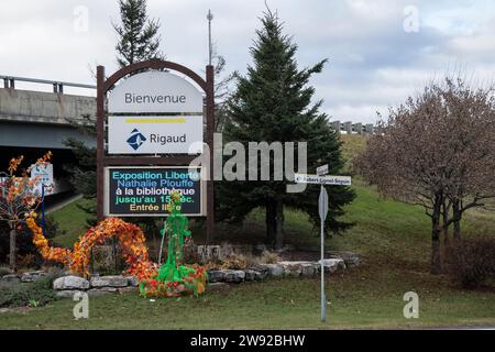 Bienvenue à la ville de Rigaud signe au Québec, Canada Banque D'Images