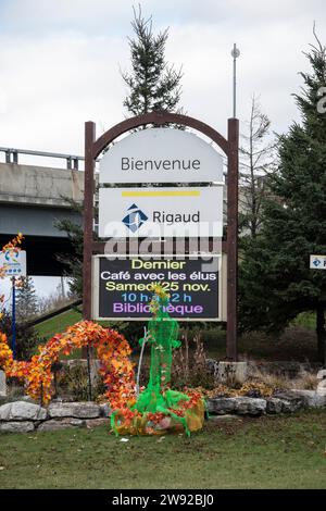 Bienvenue à la ville de Rigaud signe au Québec, Canada Banque D'Images