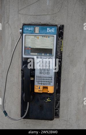 Téléphone payant au Centre d'information touristique de l'Ontario à Hawkesbury, Ontario, Canada Banque D'Images