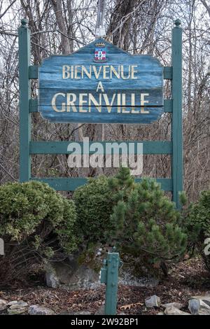 Bienvenue à la ville de Grenville signe au Québec, Canada Banque D'Images