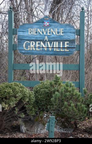 Bienvenue à la ville de Grenville signe au Québec, Canada Banque D'Images