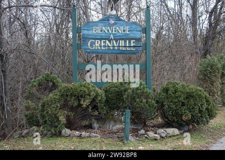 Bienvenue à la ville de Grenville signe au Québec, Canada Banque D'Images