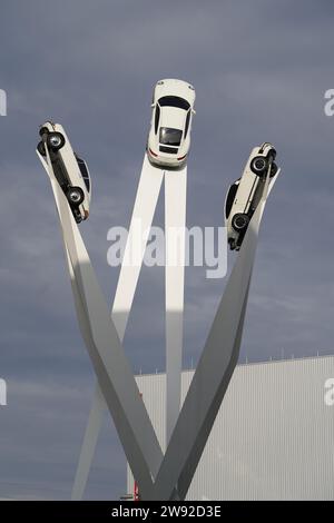 Sculpture inspiration 911, artiste Gerry Judah, Musée Porsche, Stuttgart-Zuffenhausen, Stuttgart, Bade-Wurtemberg, Allemagne Banque D'Images