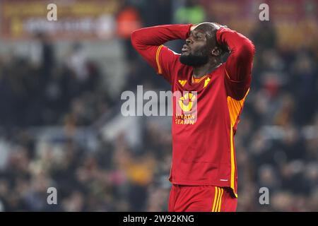 Rome, Italie. 23 décembre 2023. Romelu Lukaku de Roma réagit lors du championnat italien Serie A match de football entre AS Roma et SSC Napoli le 23 décembre 2023 au Stadio Olimpico à Rome, Italie - photo Federico Proietti/DPPI crédit : DPPI Media/Alamy Live News Banque D'Images